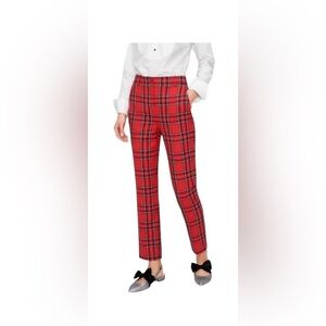 J. Crew Cameron High Rise Red Plaid Pants Size 8